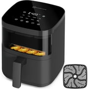 Kitchen Elite Air Fryer with View Window, 8 in 1 Compact Digital Airfryer, 5  F Precise Control, Saving-Space Design, Nonstick & Dishwasher Safe, Roast, Broil, 1550W, Simple Elegant Gray