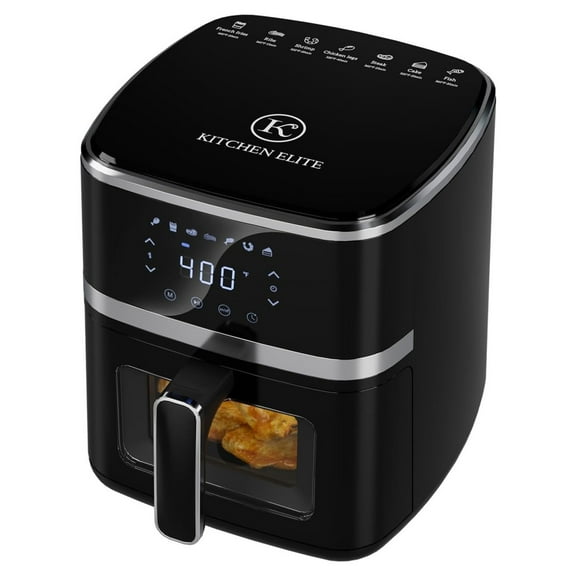Kitchen Elite Digital Compact Air Fryer Oven with Window, 7 Presets, 5.28 Quart, Black