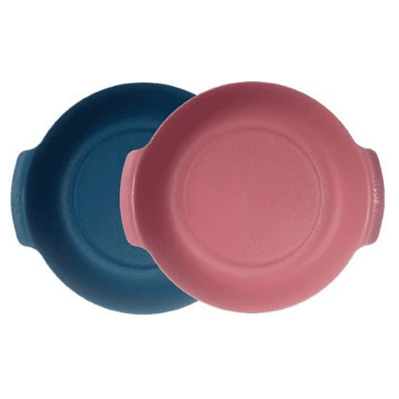Kitchen Essential 2-Piece Pasta Bowl Set with Handle, Reusable 8.2-Inch Salad Snack Serving Plate, Dishwasher & Microwave Safe, Lightweight, BPA Free, Camping, Party, Made in Korea (Pink)