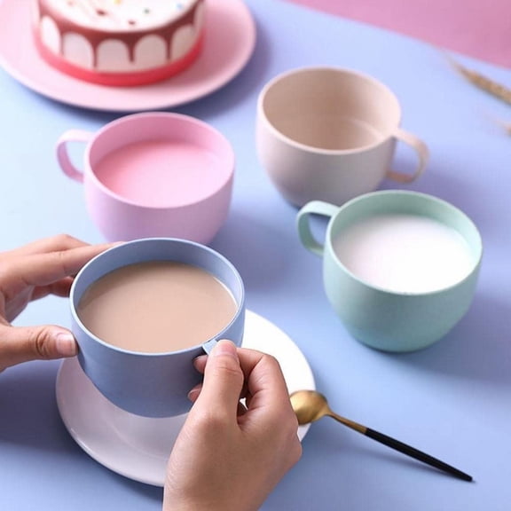 Kitchen Essentials Space Saving Foldable BPA Free Wheat Biodegradable Plastic Cup Mug For Water Coffee Milk Juice Tea Drinking Cup Wheat Plastic Tea Cup For Milk