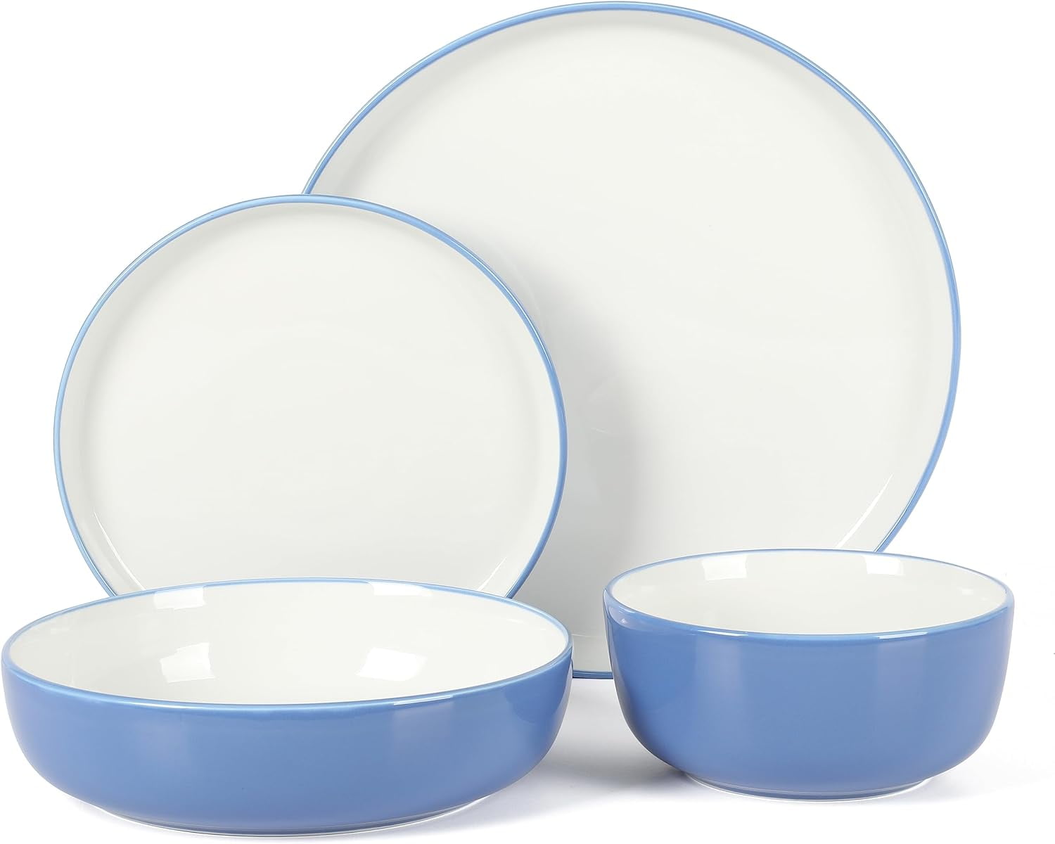 Blue and White Porcelain Dinnerware Set, Service for 4