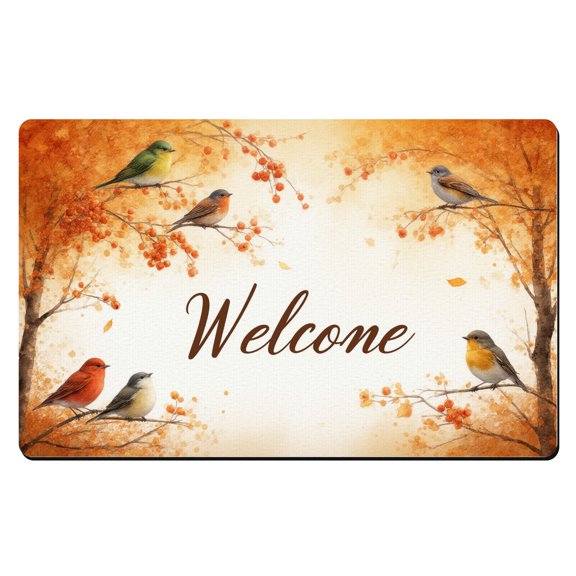 Kitchen Fall Mat A group of birds sitting on top of a tree branch. Thin Front Door Mat Indoor Entrance 20x32 inches Shoe Mat For Entryway