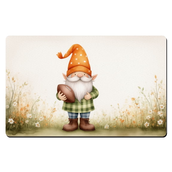 Kitchen Fall Mats For Floor A gnome holding a football in a field of flowers. Rubber Kitchen Mats 20x32" Shoe Mats