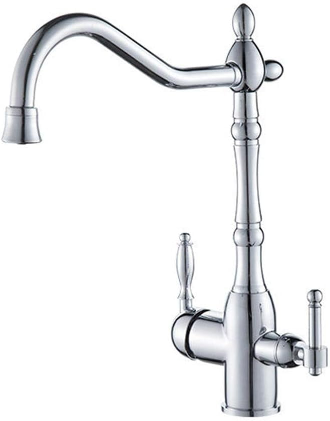 3 Way Water Filter Tap Kitchen Taps 3 In 1 Kitchen Sink Mixer Tap White Brass Hot And Cold Pure 360 Rotation Dual Switch Design Faucet B