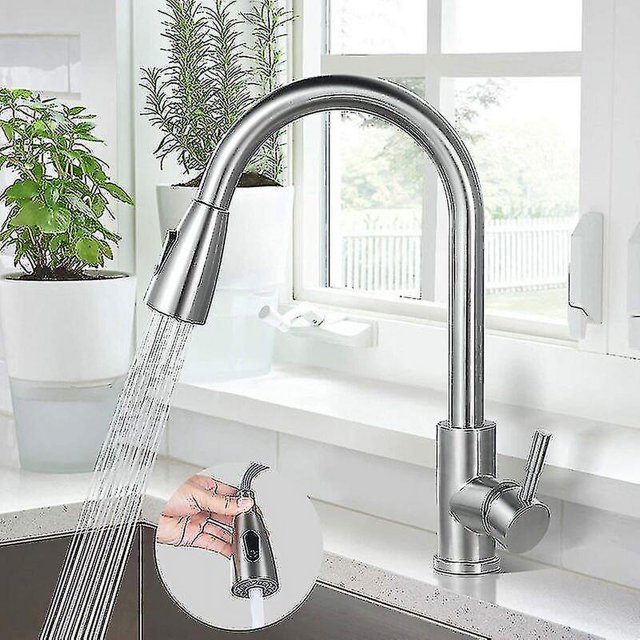 Kitchen Faucet, 304 Stainless Steel Sink Mixer Tap, 360 Rotating Sink