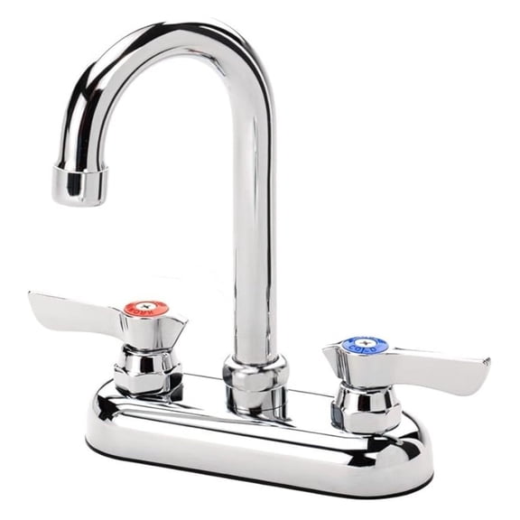 Kitchen Faucet 4 Inch, Silver Gooseneck Sink Faucet 1.8 GPM, 1/4 Turn Ceramic , Lever Handles, NSF Certified, Low Lead Compliant