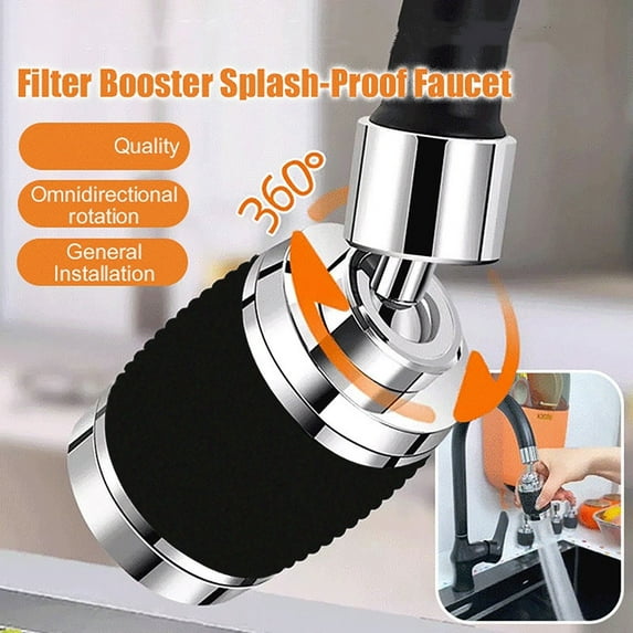 Kitchen Faucet Anti-Splash Adapter (Water Pressure Booster Nozzle, 360 Degree Rotating Spout, Prevention Extension), 360° Rotating Anti-Splash Faucet Aerator, 3-Gear Pressure Boosting For Kitchen