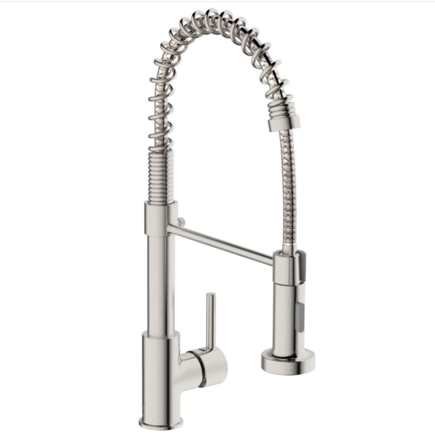 Kitchen Faucet, Commercial Kitchen Sink Faucets with Pull Down Sprayer, Stainless Steel Faucets for Kitchen Sinks, Dual Function Spray Head, Single Handle Spring Kitchen Faucets -Brushed Nickel