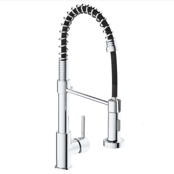 Kitchen Faucet, Commercial Kitchen Sink Faucets with Pull Down Sprayer, Stainless Steel Faucets for Kitchen Sinks, Dual Function Spray Head, Single Handle Spring Kitchen Faucets -Chrome Finish