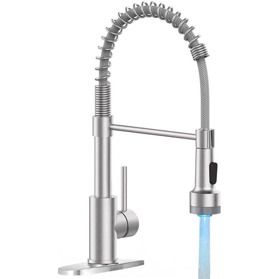 Kitchen Faucet with Cup Washer Pull Down Sprayer Stainless Steel Kitchen Sink Faucet with Deck Plate Glass Rinser Single Hole Brushed Nickel 866-3307SN
