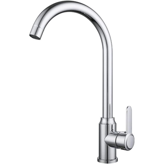 Kitchen Faucet Deck Mounted Stainless Steel Chrome Sink Tap Single Handle Rotatable Hot & Cold Water Mixer Lead-Free Faucets