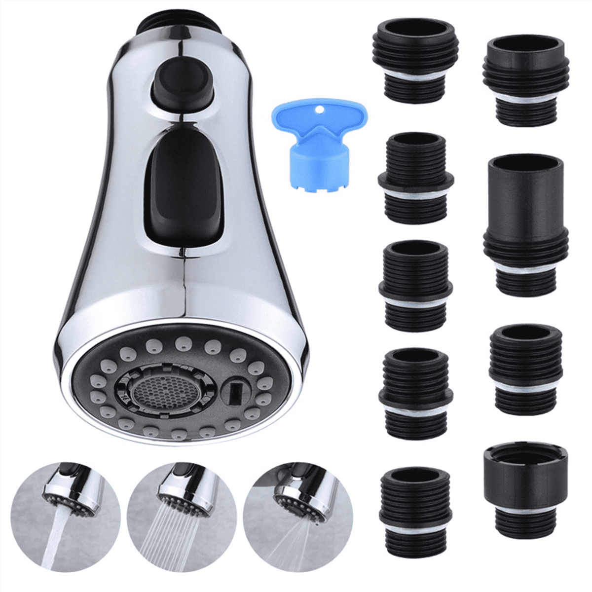 VFAUOSIT Kitchen Faucet Head Eplacement With 9 Adaptes, 3