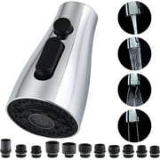 Kitchen Faucet Head Replacement 4 Modes, Pull Down Faucet Sprayer Head Nozzle Kitchen Sink Faucet Head with 11 Adapters