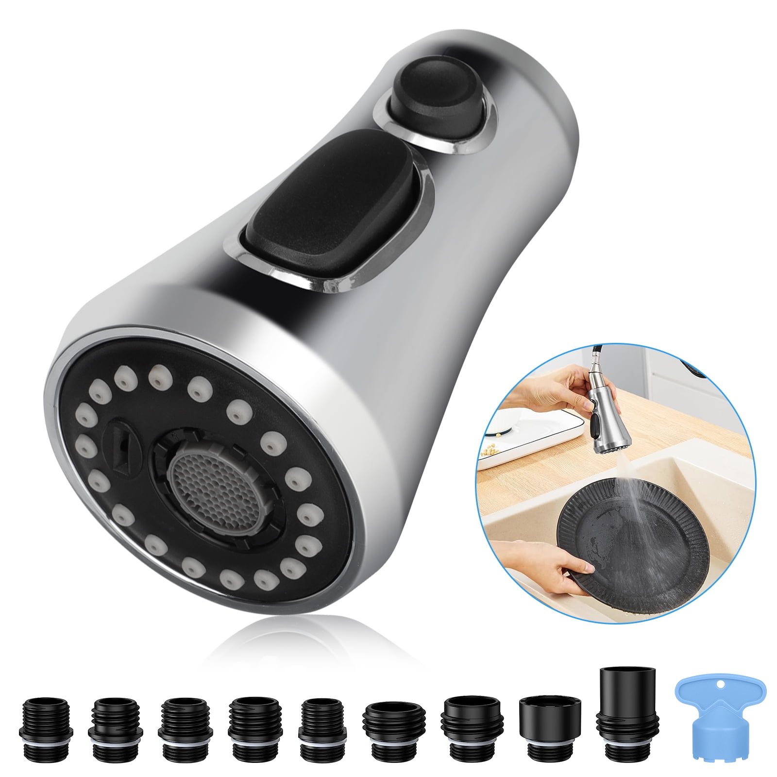 Kitchen Faucet Head Replacement, Pull Down Faucet Spray Head, 3