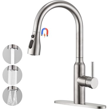 RV Kitchen Faucet,Camper RV Sink Faucets Kitchen Replacement With Flexible Arc 360 Degree Rotatable Sprayer For Campers,Motorhomes,Travel Trailers,8 Inch 2 Hole,Non-Metallic,Chrome