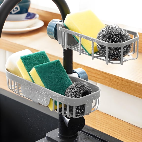 Kitchen Faucet Organizer Kitchen Drains.0 Basket Sink Side Sponge Cloth Storage Rack New Christmas Gift Ideas Style-H20, Gray, One Size