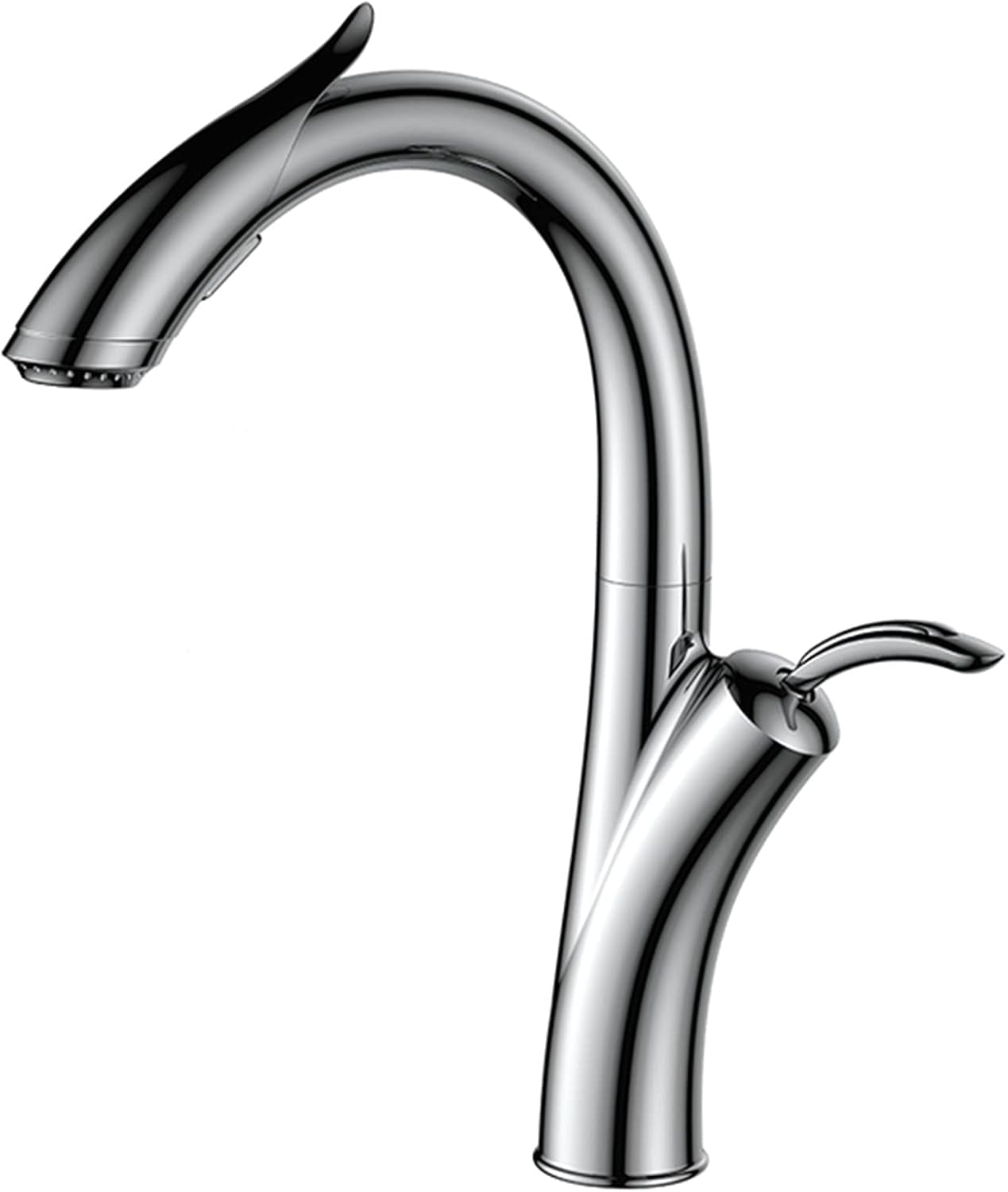 Kitchen Faucet Pull Out Brass Kitchen Sink Tap with Dual Function Sprayer, 360° Swivel High Arc Kitchen Faucet Single Handle Cold and Hot Water Mixer Tap,Black
