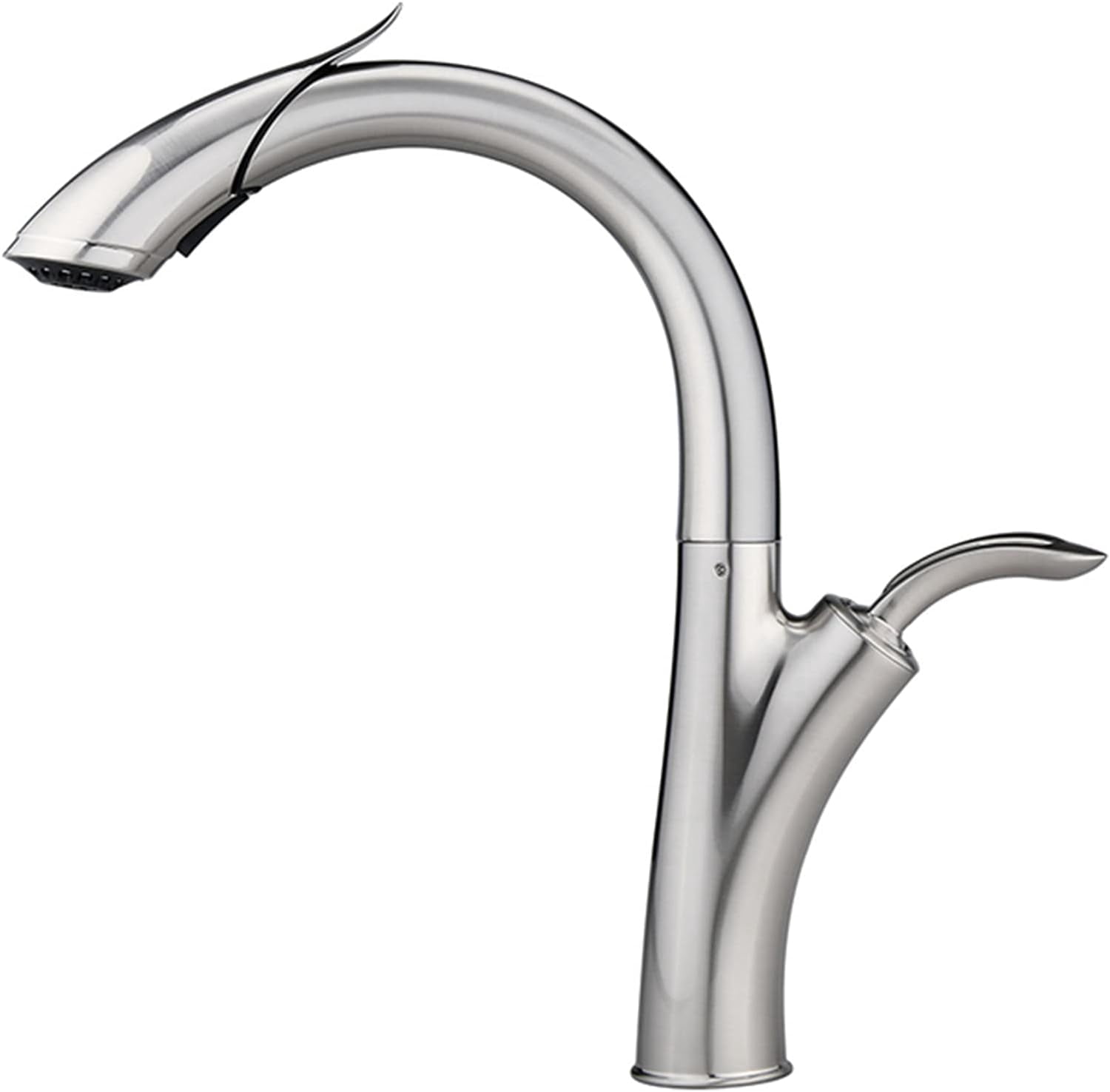 Kitchen Faucet Pull Out Brass Kitchen Sink Tap with Dual Function Sprayer, 360° Swivel High Arc Kitchen Faucet Single Handle Cold and Hot Water Mixer Tap,Black