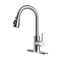 thumbnail image 1 of ClozOrg Kitchen Faucet with Pull Down Sprayer, High Arc Single Handle Kitchen Sink Faucets with Pause Button Premium Brushed Nickel with Deck Plate Suit to 1 or 3 Holes, 1 of 6