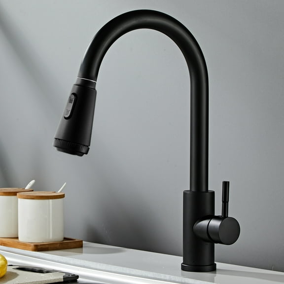 Kitchen Faucet with Pull Down Sprayer Brushed Nickel, High Arc Single Handle Kitchen Sink Faucet with Deck Plate, Commercial Modern rv Stainless Steel Kitchen Faucets,