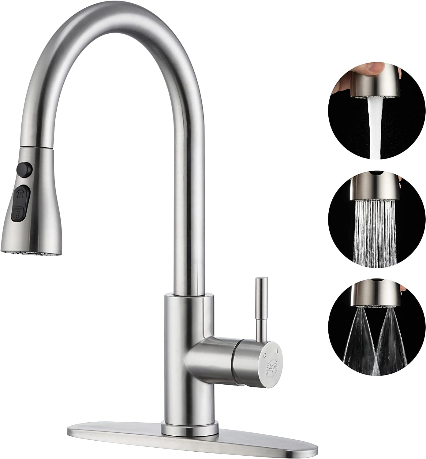 GAGALIFE High Arc Stainless Steel Kitchen Faucet with Pull Down Sprayer
