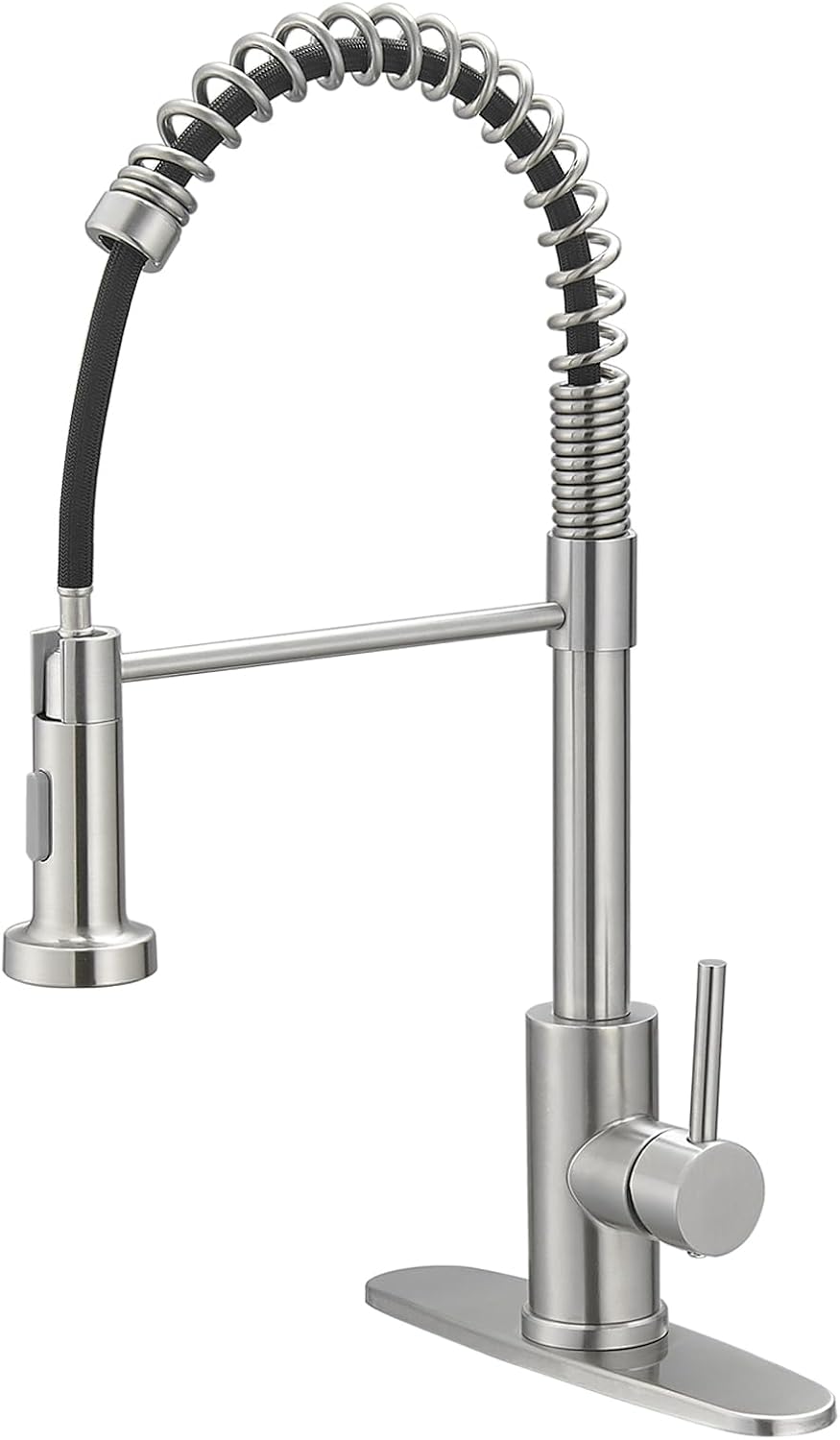 ASTERIORA Modern Kitchen Faucet – Brushed Stainless Steel High-Arc Single-Hole Single-Handle Hot/Cold Mixer Tap, Non-Pull-Out, Commercial Style For Bar Or Sink
