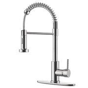 Kitchen Faucet with Pull Down Sprayer, Single Handle High Arc Sink Faucets for 1 Or 3 Hole, Brushed Nickel, Dual Function rv Stainless Steel Kitchen Faucets w/ Water Lines for Farmhouse Laundry