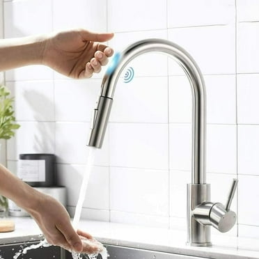 Kitchen Faucet Pull Out Black Sensor Kitchen Faucets, Stainless Steel Smart Induction Mixed Touch Control Sink Smart Faucet Tap Kitchen Sink Faucets