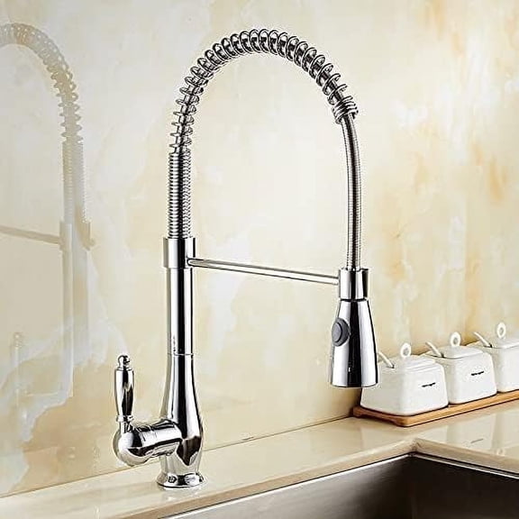 Kitchen Faucet Pull Out Kitchen Chrome Brass Pull Out Spring Kitchen Sink Swivel Spout Tall Vessel Mixer Faucet Tap Kitchen Sink Faucets