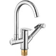 Kitchen Faucet with Pull Out Spray Gun, Brass Single Handle High Arc
