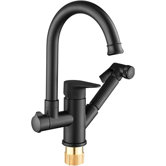 Kitchen Faucet with Pull Out Spray Gun, Brass Single Handle High Arc