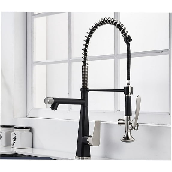 Kitchen Faucet with Pull Down Sprayer,Brass Kitchen Sink Faucet with 2 Functions Sprayer,Deck Mounted 360° Rotation Kitchen Sink Mixer Taps, Single Handle Single Hole,Brushed,A