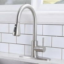 Kitchen Faucet with Pull Down Sprayer,Brushed Nickel Faucet for Kitchen Sink,Small High Arc RV Stainless Steel Single Handle Pull Out Kitchen Sink Faucet