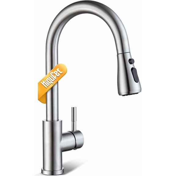 Kitchen Faucet with Pull Down Sprayer, Brushed Nickel High Arc Single Handle Kitchen Sink Faucet for Pot Filler, Stainless Steel Commercial Modern Rv Farmhouse Camper Laundry Bar Sink Faucets