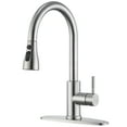 thumbnail image 1 of Kitchen Faucet with Pull Down Sprayer Brushed Nickel - High Arc Stainless Steel Kitchen Sink Faucet, 3-Function Pull Out Kitchen Faucet, Single Hole Single Handle Modern Kitchen Sink Faucet, GAGALIFE, 1 of 10