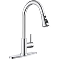 thumbnail image 1 of Kitchen Faucet with Pull Down Sprayer Chrome, High Arc Single Handle Single Level Stainless Steel Pull Out Sink Faucet for Farmouse Camper RV Bar, Fit for 1 or 3 Hole, 1 of 13