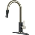thumbnail image 1 of Kitchen Faucet with Pull Down Sprayer, High Arc Modern Classic Sink Faucet Stainless Steel with Deck Plate Fit for 1 or 3 Hole for Pot Filler Bar Farmhouse Laundry Rv, Black Brushed, 1 of 13