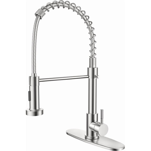 Kitchen Faucet with Pull Down Sprayer, High Arc Stainless Steel Single Handle Kitchen Sink Faucet, 1 or 3 Hole Brushed Nickel Kitchen Faucets for Farmhouse Camper Rv Bar