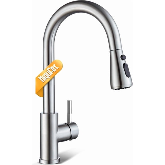 Kitchen Faucet with Pull Down Sprayer, Single Handle High Arc Kitchen Sink Faucet, Lead-Free Stainless Steel Modern Rv Bar Sink Faucets (Brushed Nickel)