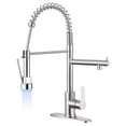 thumbnail image 1 of Kitchen Faucet with Pull Down Sprayer,Stainless Steel Spring Sink Faucets Dual Spouts with LED Light,Brushed Nickel Kitchen Sink Faucet with Pot Filler, 1 of 7
