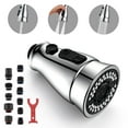 thumbnail image 1 of Kitchen Faucet Replacement Head - Sink Faucet Sprayer Attachment, 3 Modes Kitchen Faucet Spray Head Replacement with 15 Adapters, Pull Out Kitchen Sink Tap Sprayer Nozzle, Chrome, 1 of 8
