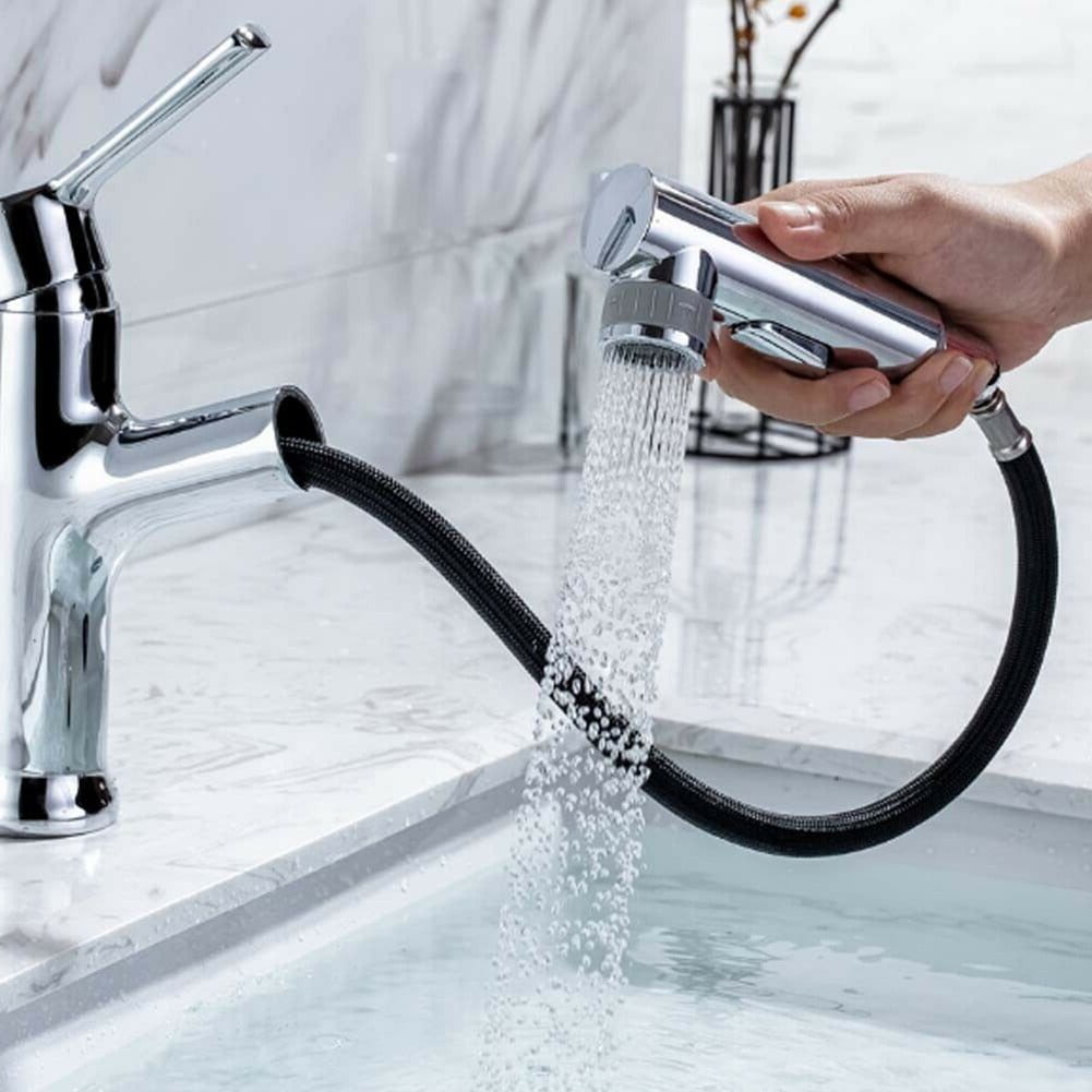 Kitchen Faucet Replacement Hose 1500mm Pull-Out Spray Nylon EPDM Black ...