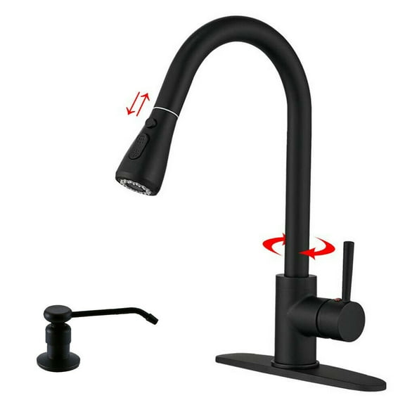 Kitchen Faucet Sink Pull Down Sprayer with Cover&Soap Dispenser