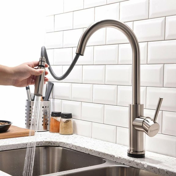 Kitchen Faucet Sink with Pull Out Sprayer Touch Sensor Brushed Nickel Tap for Bathroom Kitchen Sink