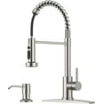 thumbnail image 1 of Kitchen Faucet with Soap Dispenser, Burhsed Nickel Stainless Steel Single Handle Modern Spring Commercial Sink Faucet with Pull Down Sprayer for Laundry & Utility Room RV Camp Bar Farmhouse, 1 of 7