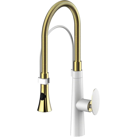 Kitchen Faucet, Solid Brass Kitchen Mixer Tap Single Handle Mixer Tap with Dual Function High-Arc Kitchen Faucet with Pull Down Sprayer,Gold