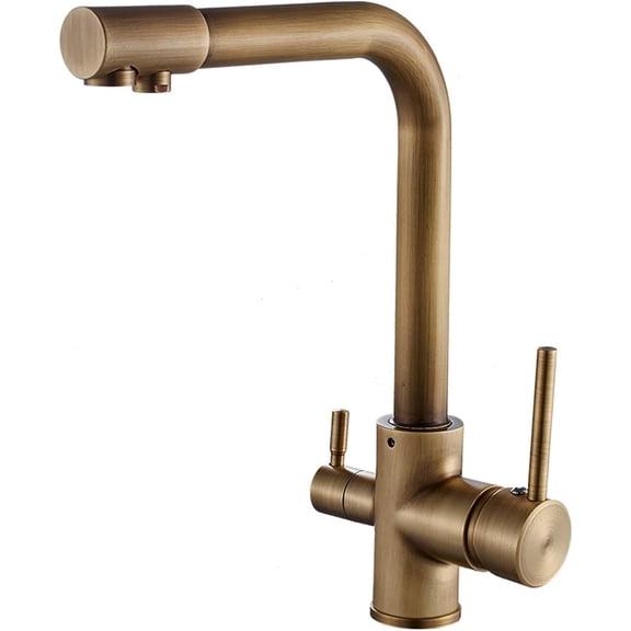Kitchen Faucet, Solid Brass Retro Gold Kitchen Faucets with Pull Down Sprayer Single Handle High Arc Pull Out Kitchen Taps Kitchen Sink Mixer Tap