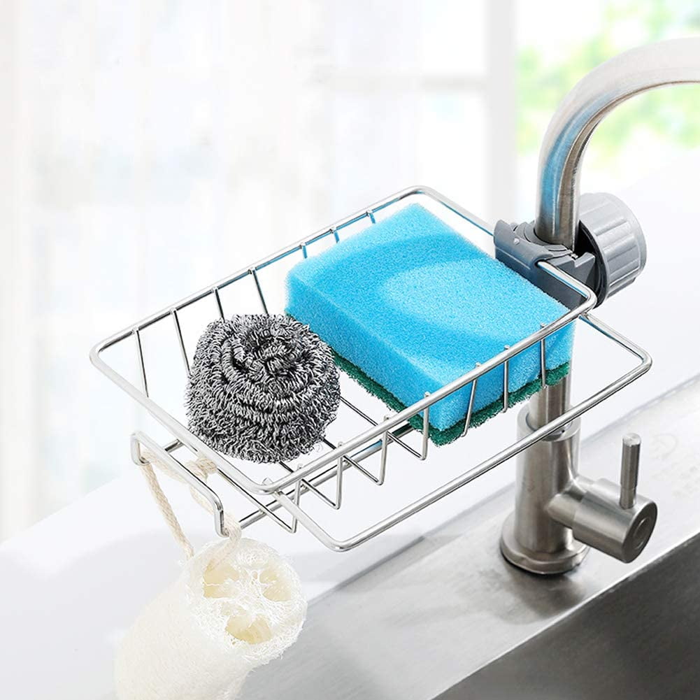 .com: Kitchen Sponge Holder, Dish Brush Holder, Slim Sink  Organization/Draining Basket/Liquid Drai…