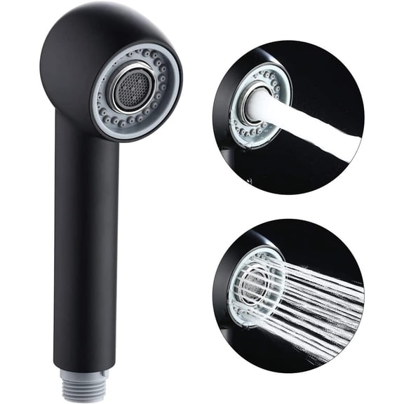 Kitchen Faucet Sprayer Head Replacement 2-Function Pull Out Faucet Replacement Head G 1/2 Connection Matte Black