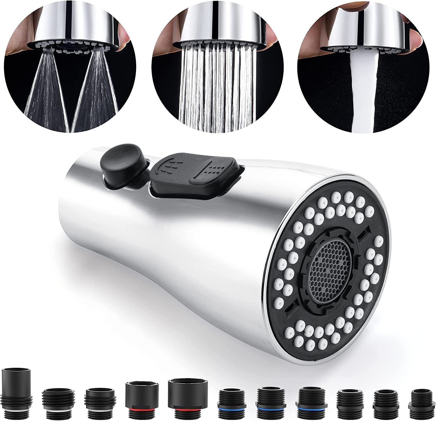 Universal Kitchen Faucet Pull Down Sprayer Head Replacement with 11